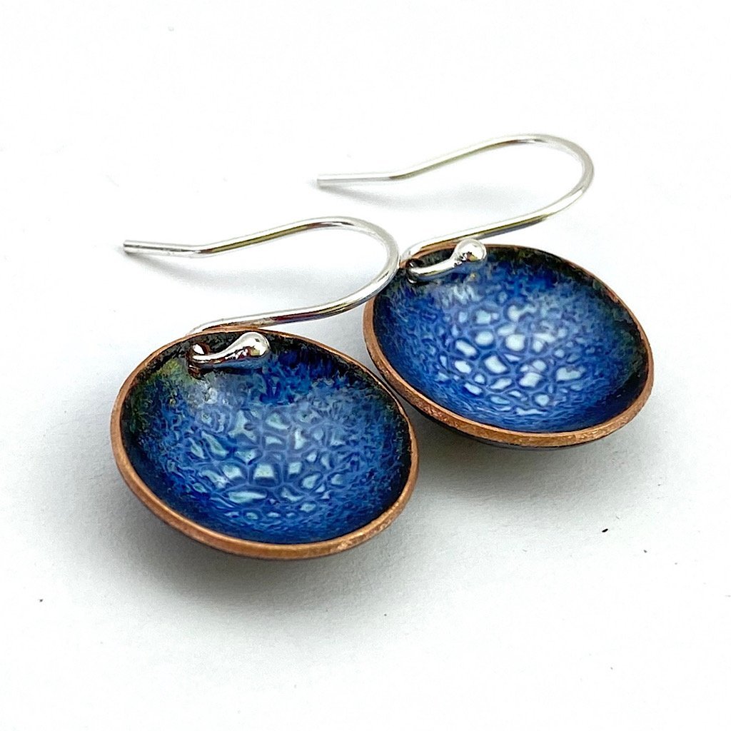 Expansion Enamel 'bowl' drop earrings - Blue - Katie Johnston Jewellery