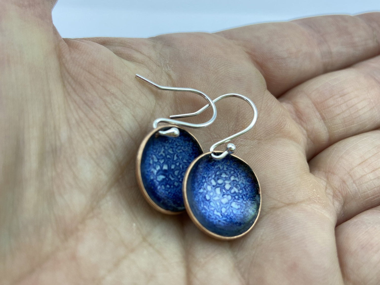 Expansion Enamel 'bowl' drop earrings - Blue - Katie Johnston Jewellery