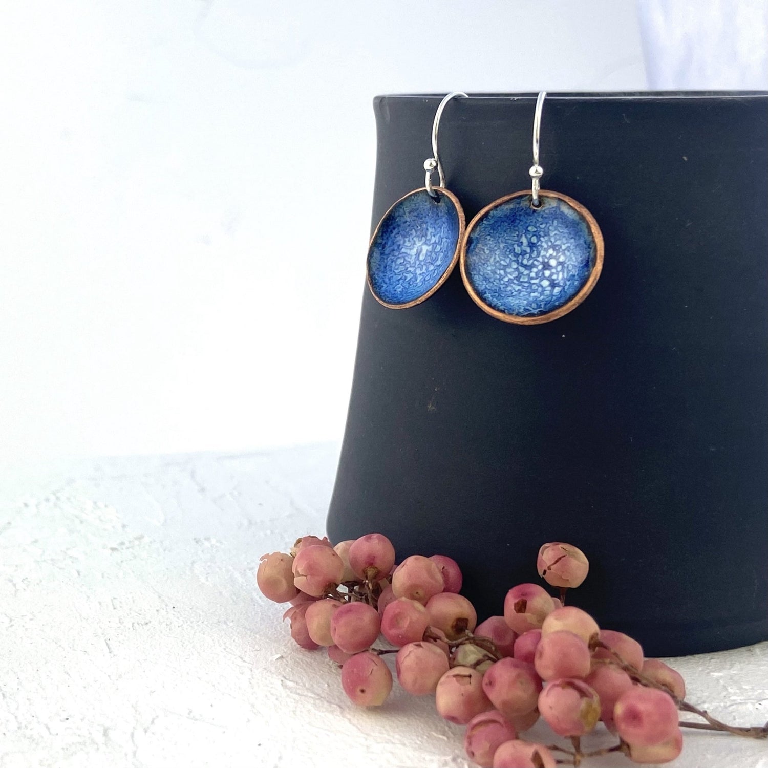 Expansion Enamel 'bowl' drop earrings - Blue - Katie Johnston Jewellery
