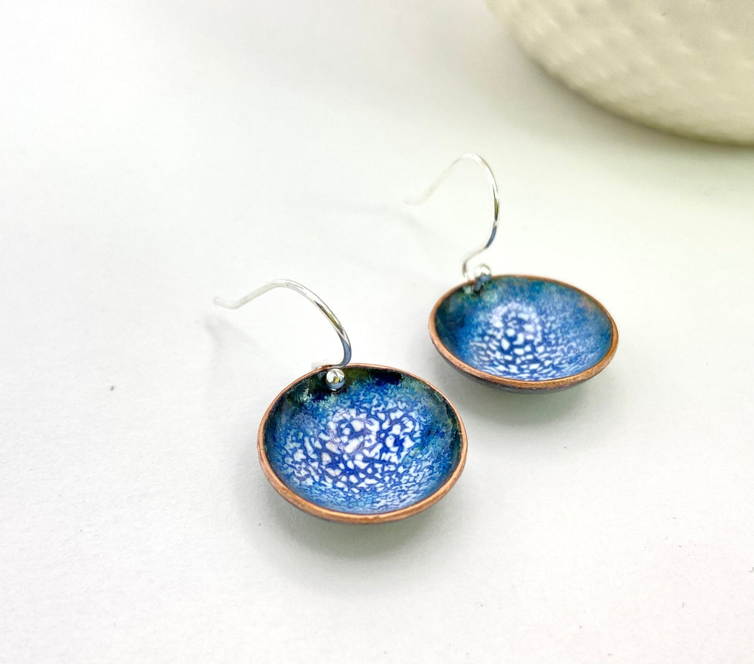 Expansion Enamel 'bowl' drop earrings - Blue - Katie Johnston Jewellery