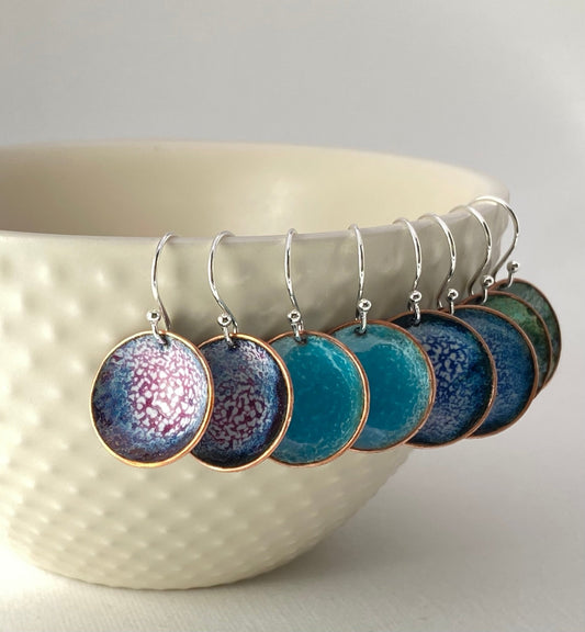 Expansion Enamel 'bowl' drop earrings (multiple colours) - Katie Johnston Jewellery