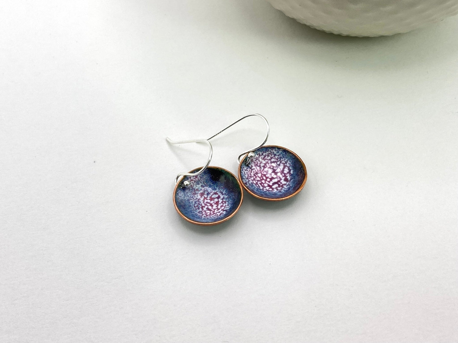 Expansion Enamel 'bowl' drop earrings.- Ruby/Blue - Katie Johnston Jewellery