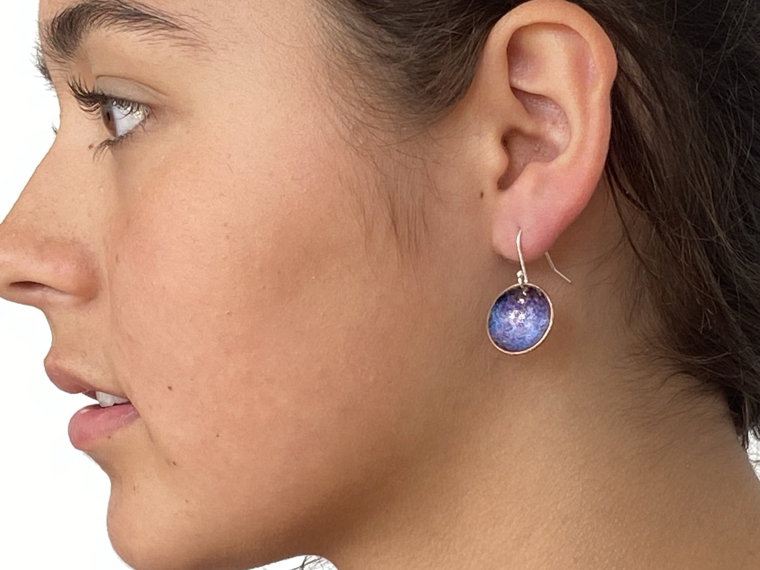 Expansion Enamel 'bowl' drop earrings.- Ruby/Blue - Katie Johnston Jewellery