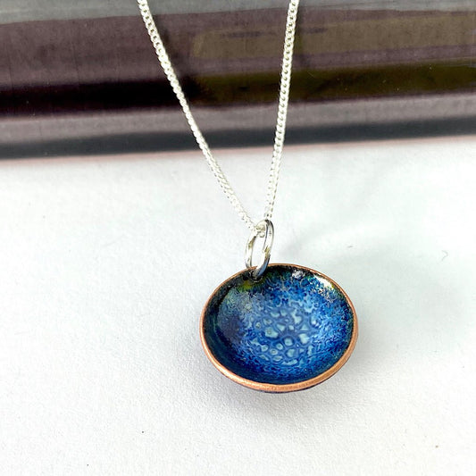 Expansion Enamel 'Bowl' pendant - Blue - Katie Johnston Jewellery
