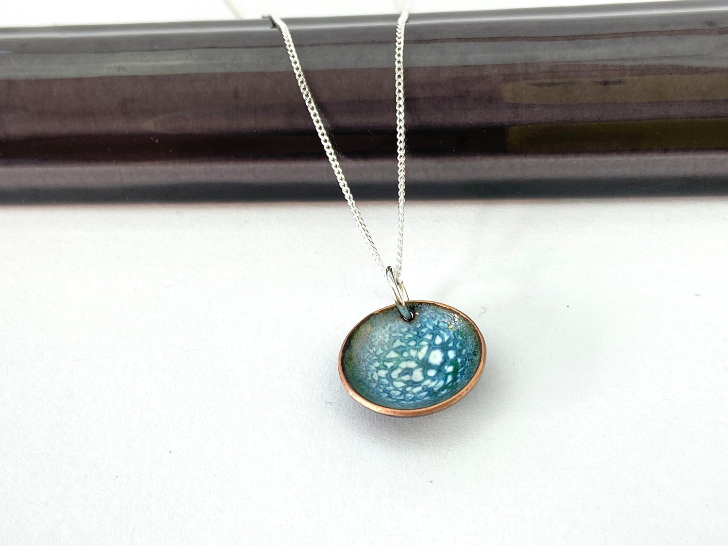 Expansion Enamel 'Bowl' pendant - bronze green - Katie Johnston Jewellery