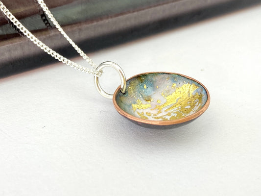 Expansion Enamel 'Bowl' pendant - white/gold - Katie Johnston Jewellery