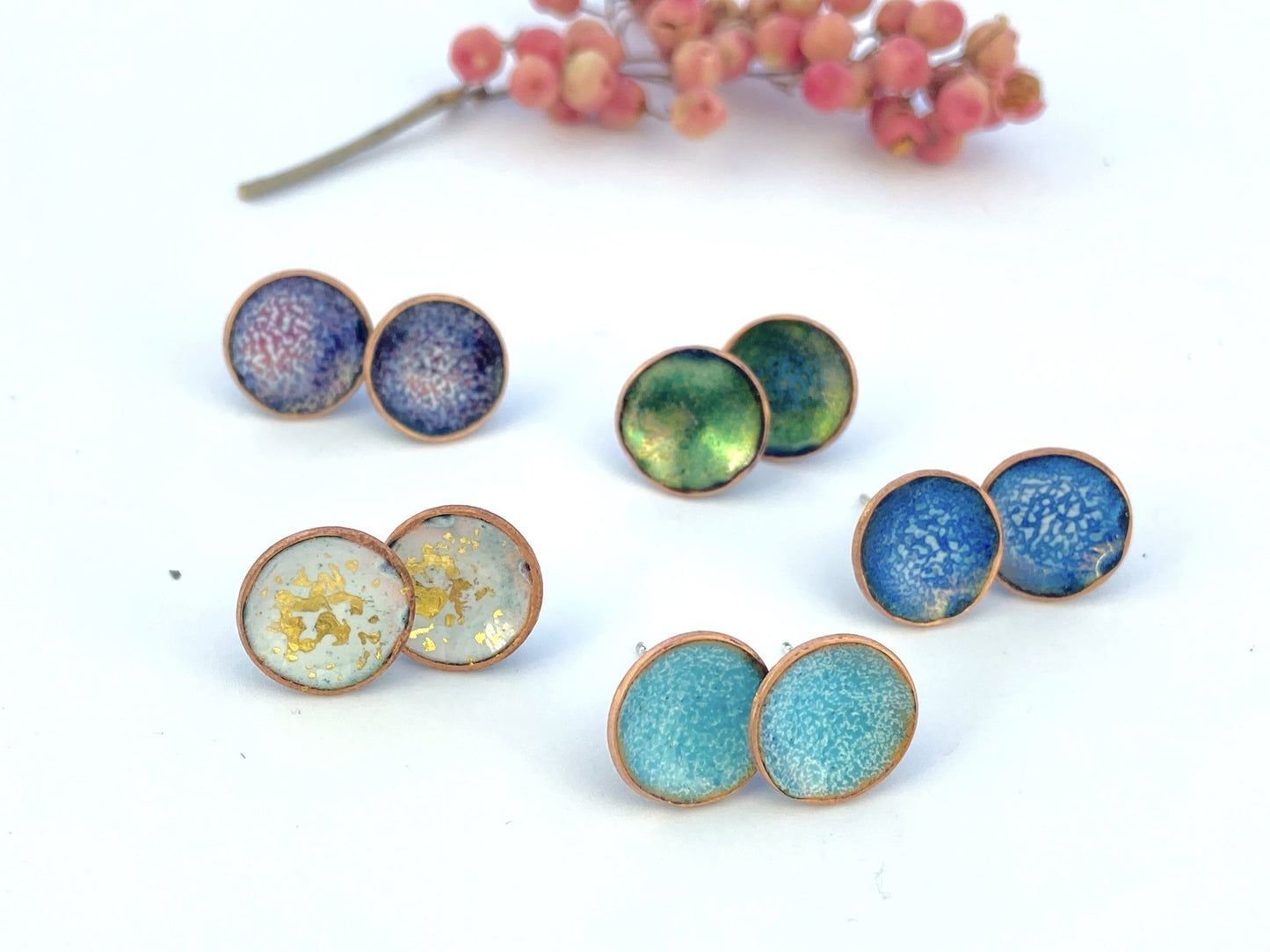 Expansion Enamel stud ‘Bowl’ earrings - turquoise - Katie Johnston Jewellery