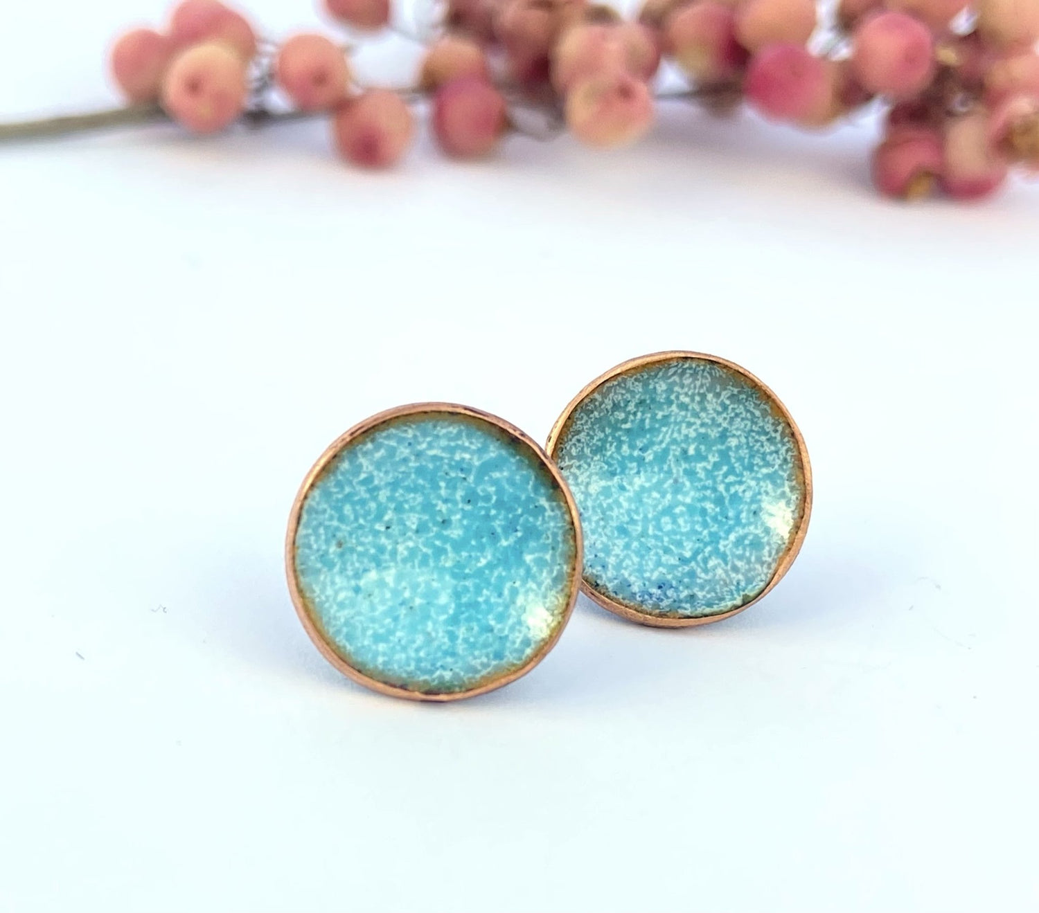 Expansion Enamel stud ‘Bowl’ earrings - turquoise - Katie Johnston Jewellery