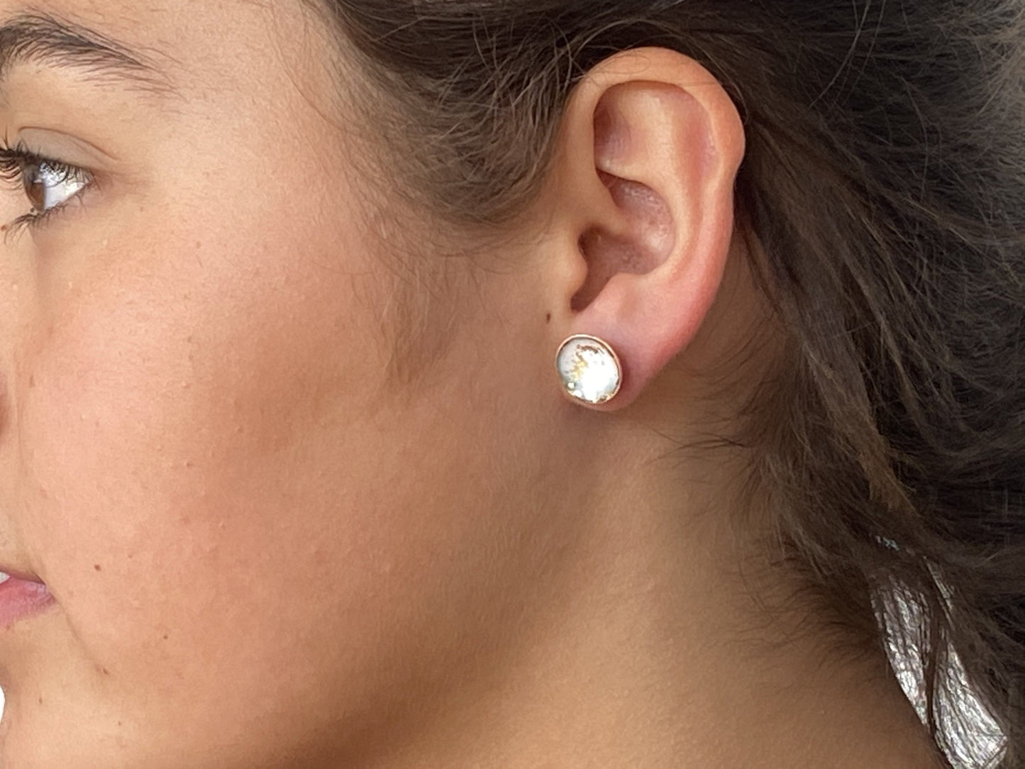 Expansion Enamel stud ‘Bowl’ earrings - white/gold - Katie Johnston Jewellery