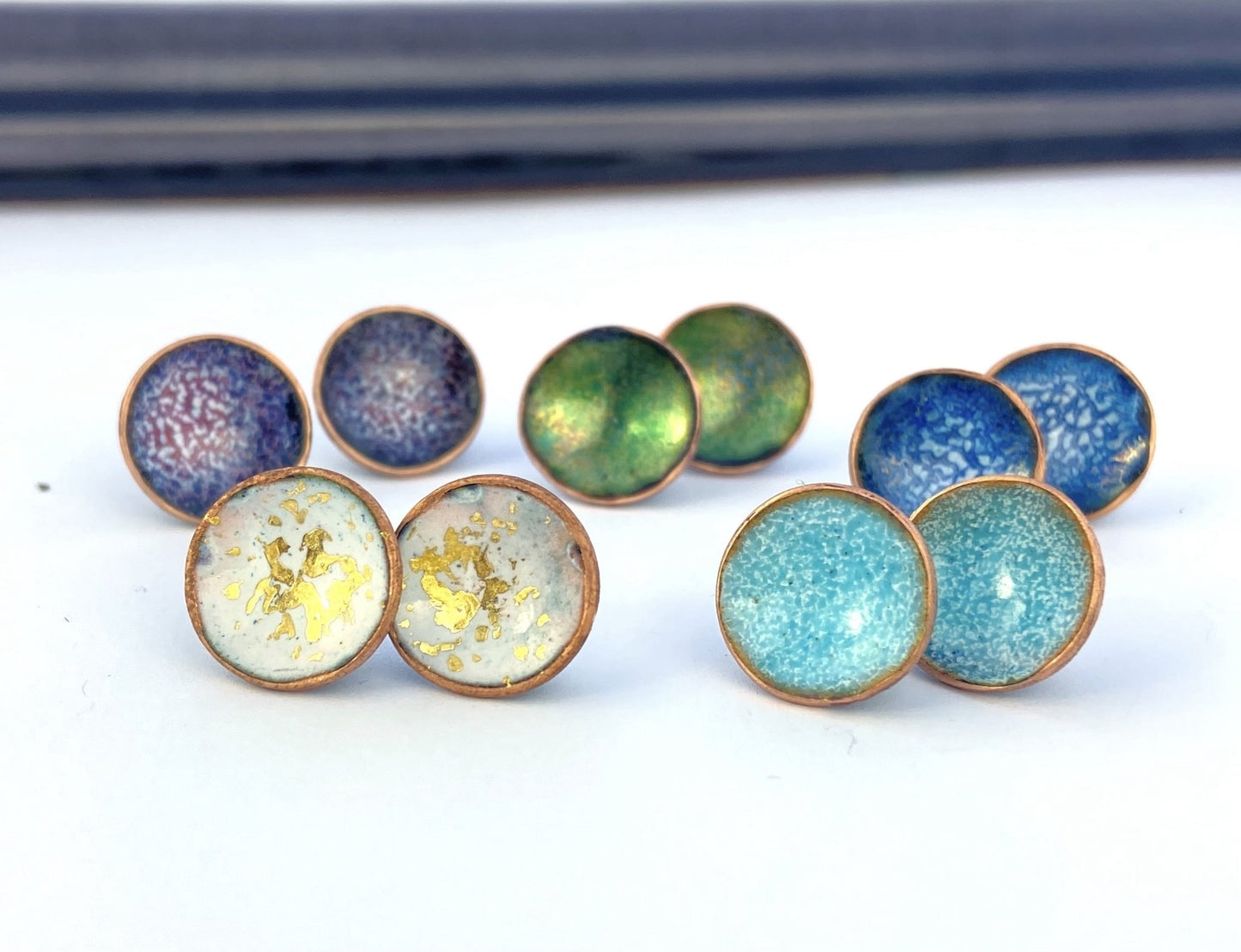 Expansion Enamel studs ‘Bowl’ earrings - blue - Katie Johnston Jewellery