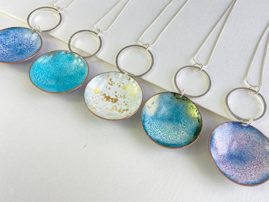 Expansion Large Bowl statement pendent on silver hoop - Katie Johnston Jewellery