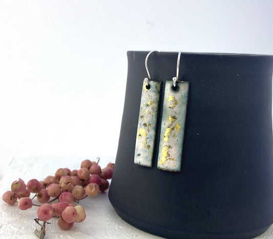 Expansion rectangular drop earrings -white/gold - Katie Johnston Jewellery