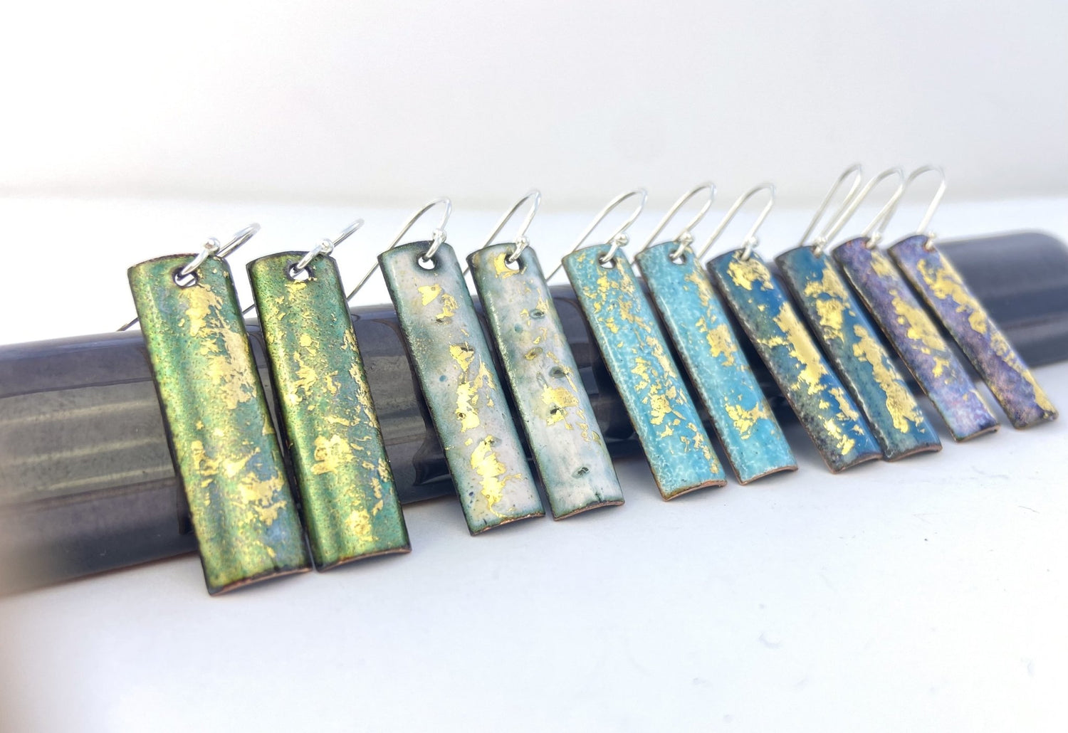 Expansion rectangular drop earrings -white/gold - Katie Johnston Jewellery