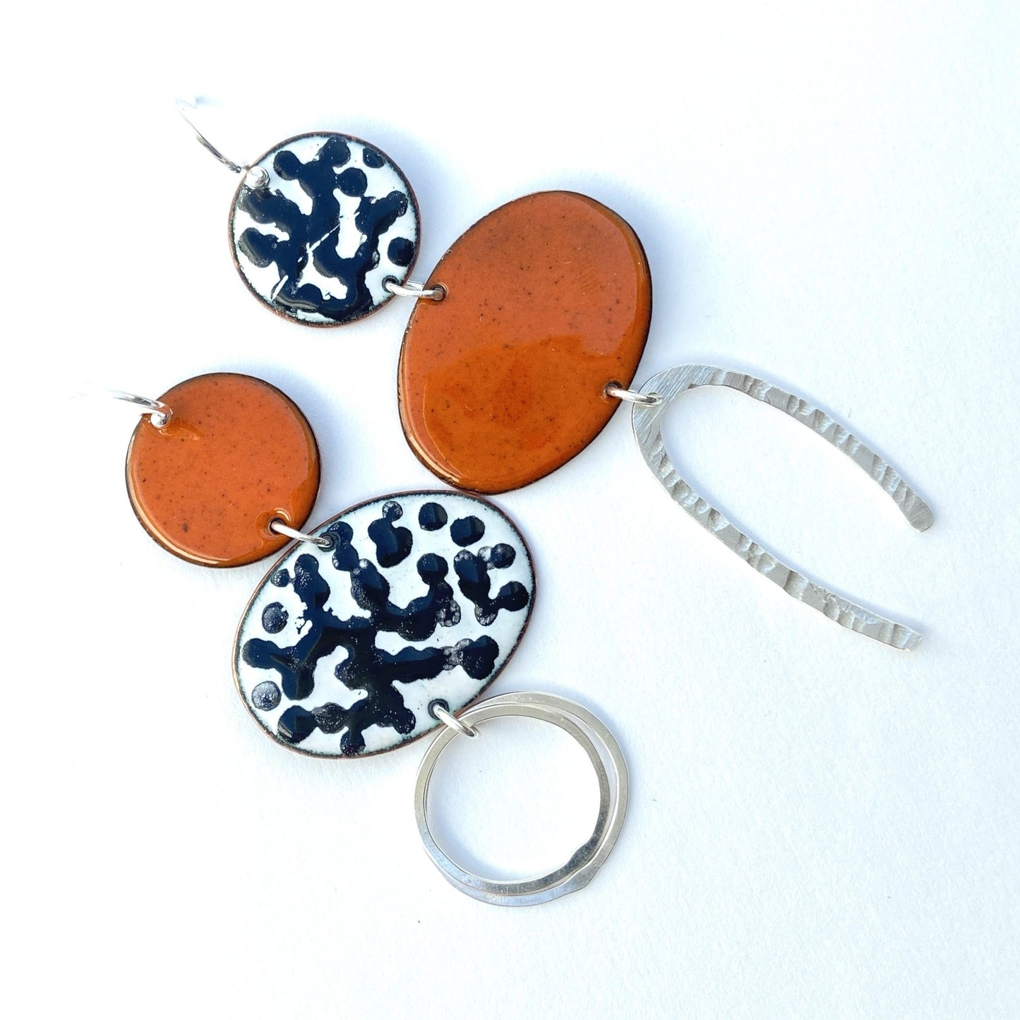 Grey Mismatch Enamel Statement Earrings - Katie Johnston Jewellery