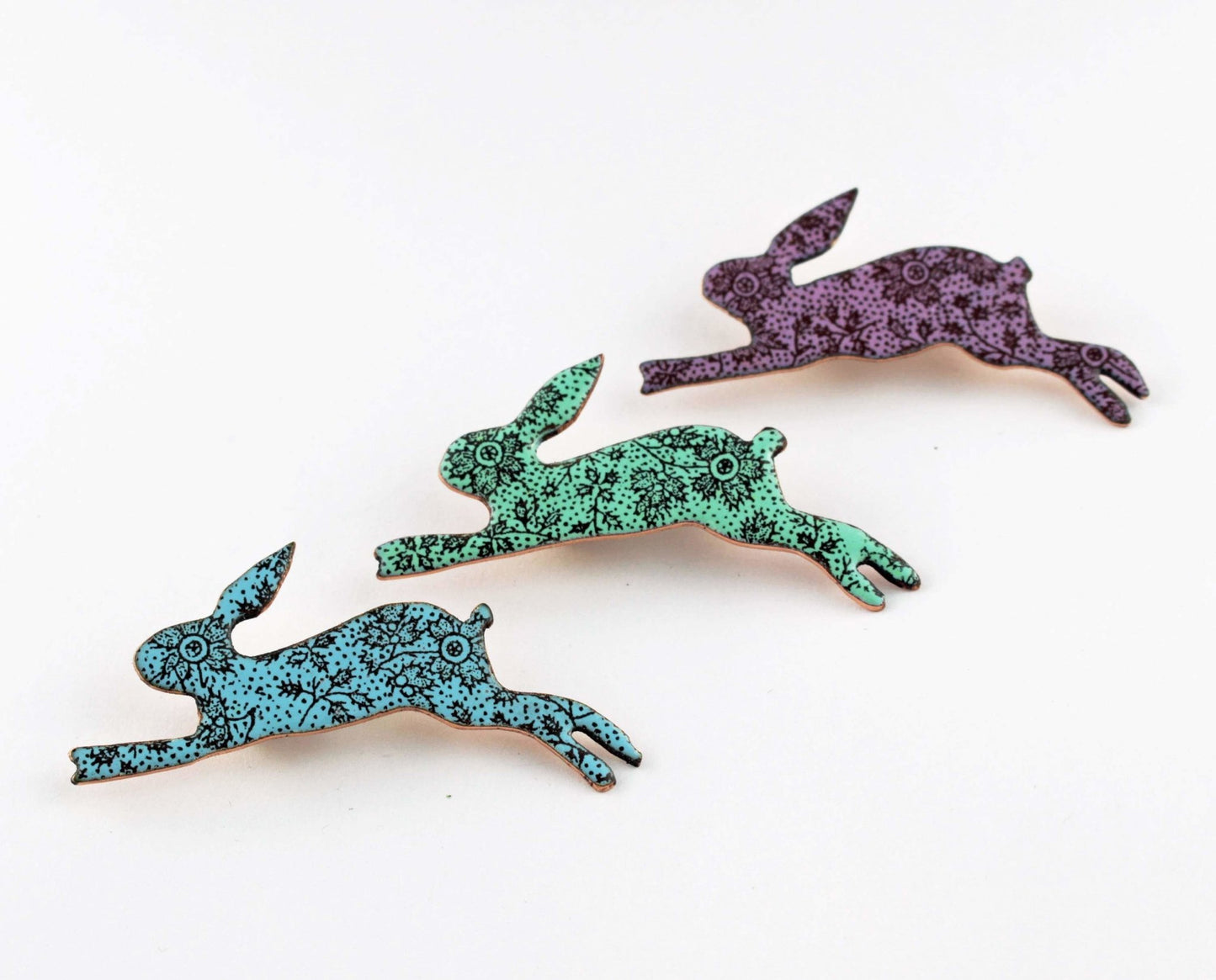 Hare enamel brooch. - Katie Johnston Jewellery