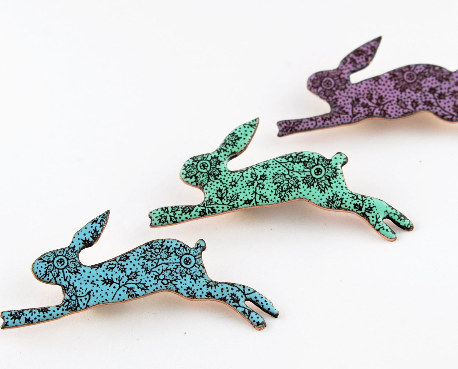 Hare enamel brooch. - Katie Johnston Jewellery