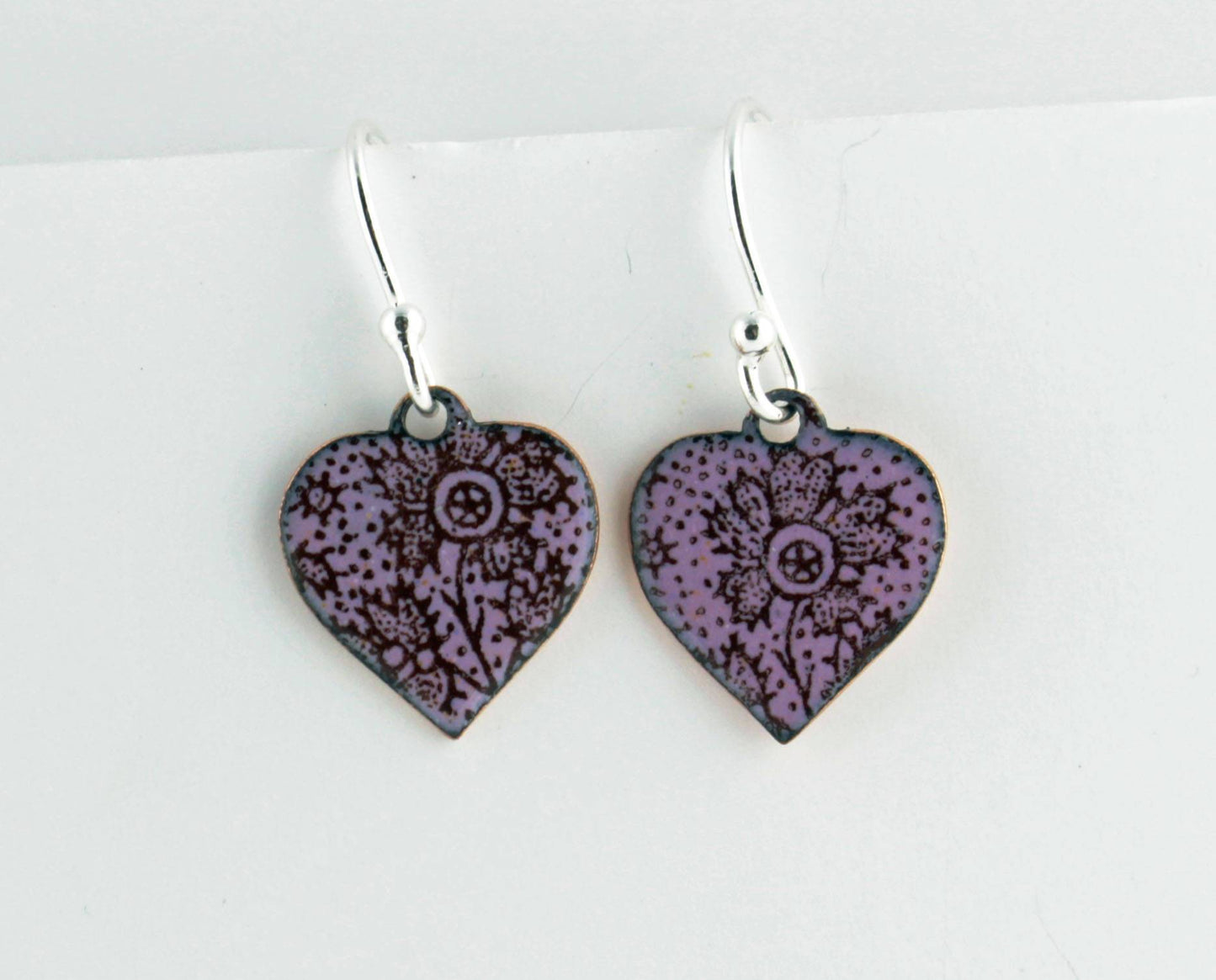 Heart enamel drop earrings. - Katie Johnston Jewellery