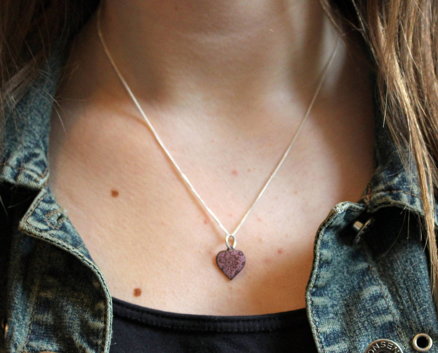 Heart enamel pendant - Katie Johnston Jewellery