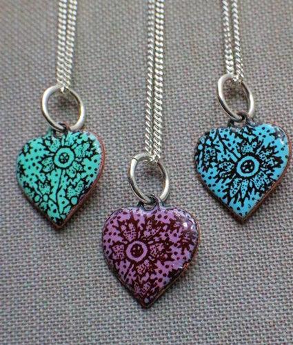Heart enamel pendant - Katie Johnston Jewellery