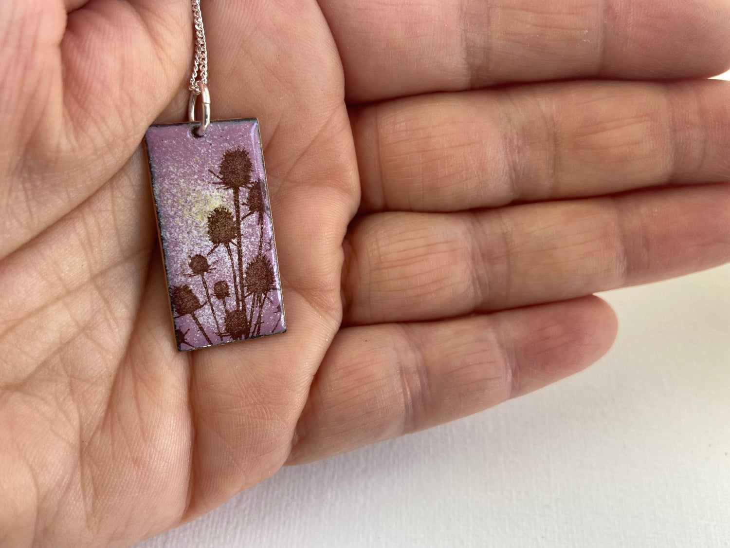 Hedgerow - Teasel enamel pendant - Katie Johnston Jewellery