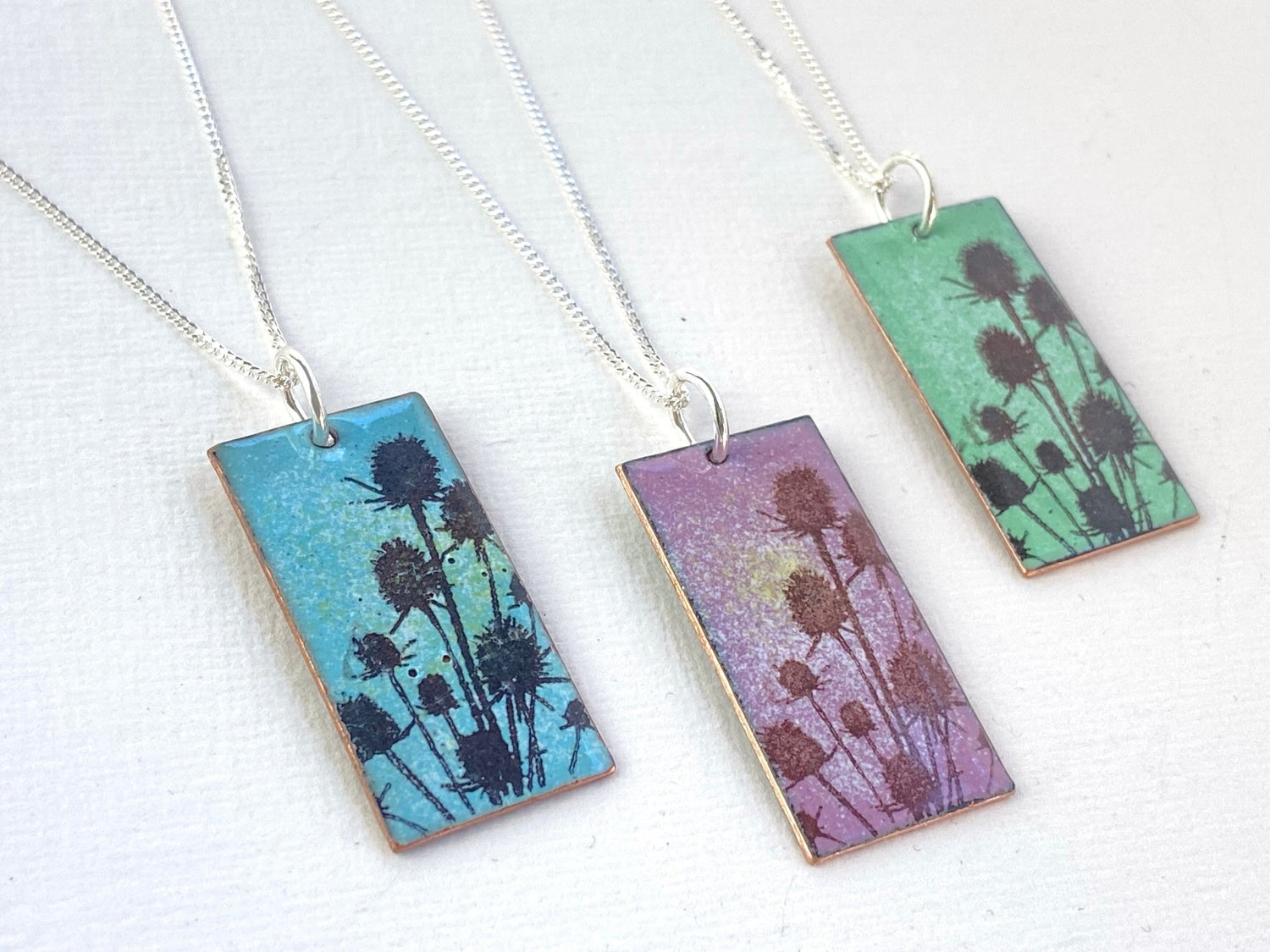 Hedgerow - Teasel enamel pendant - Katie Johnston Jewellery
