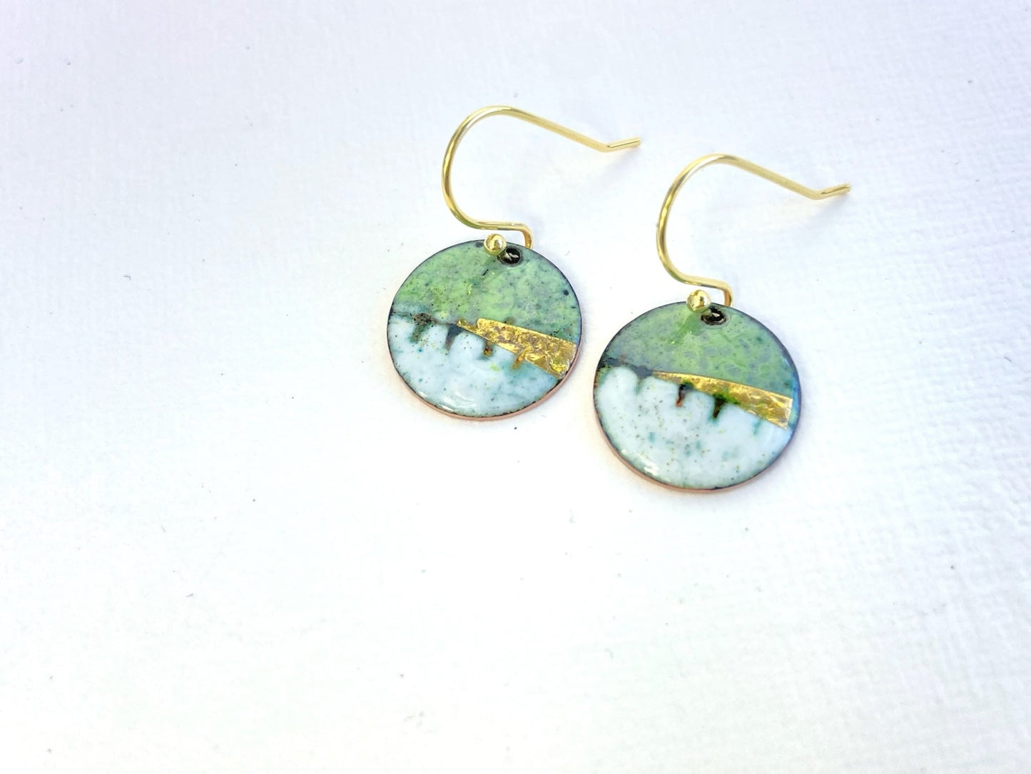 Landscape round earrings - green - Katie Johnston Jewellery
