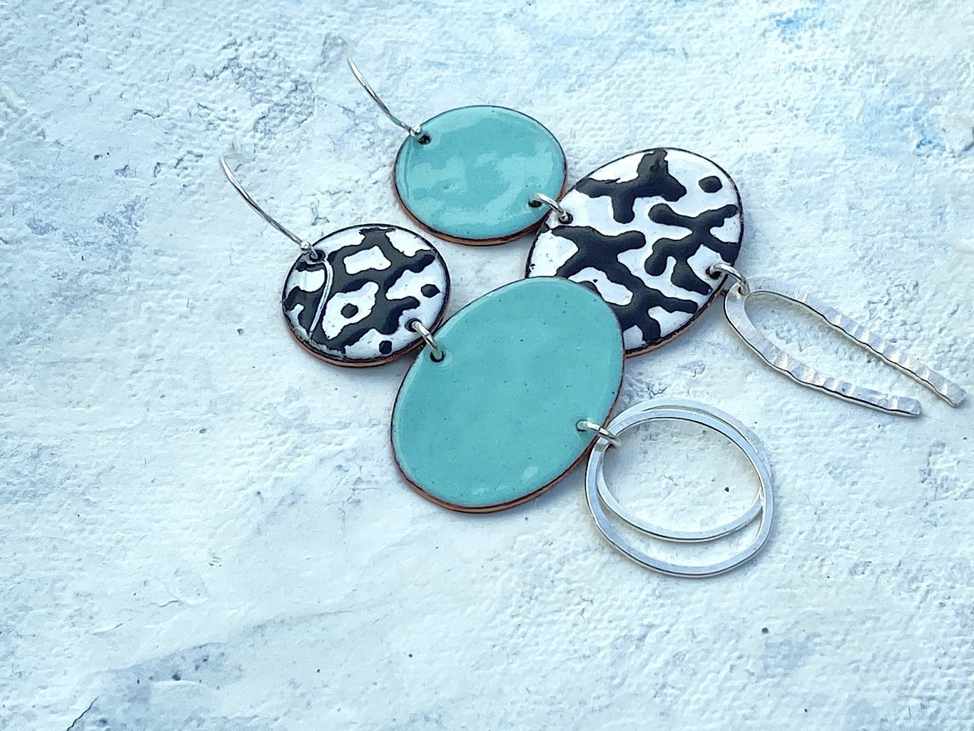 Mismatch Enamel Statement Earrings - Katie Johnston Jewellery