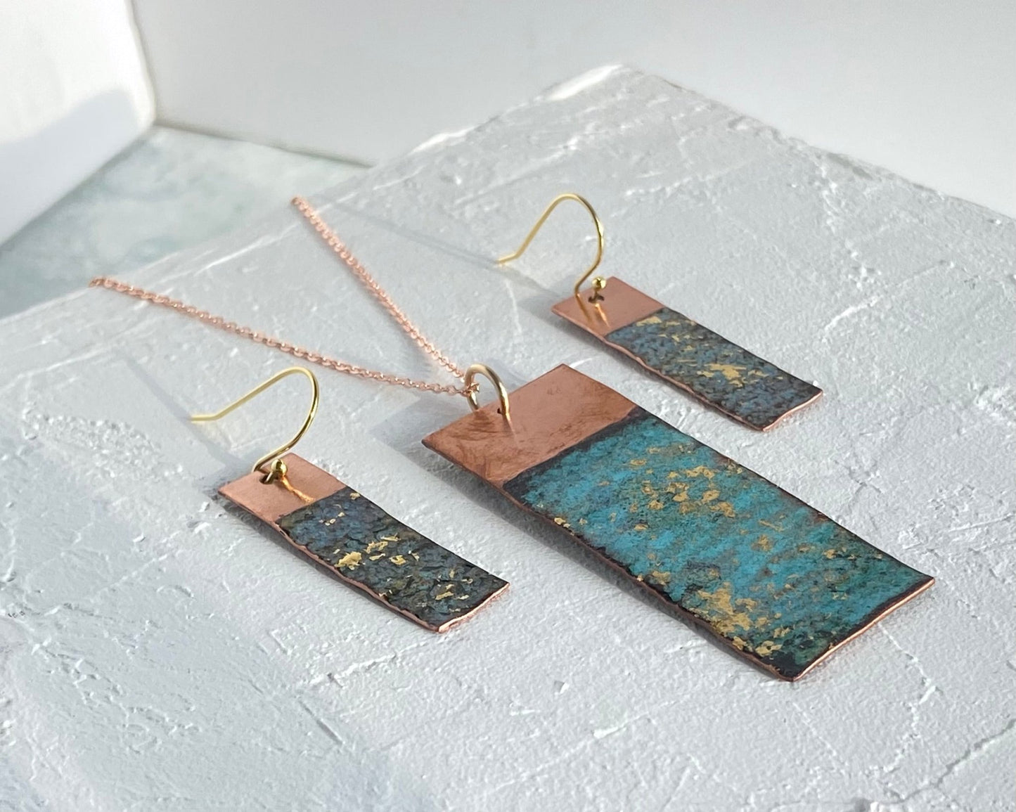 Seascape Textured enamel rectangle earrings - Green or Blue - Katie Johnston Jewellery