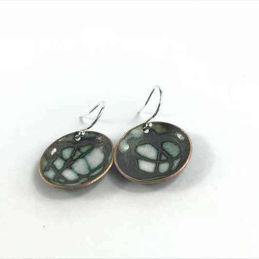 Sgraffito enamel circular earrings. - Katie Johnston Jewellery