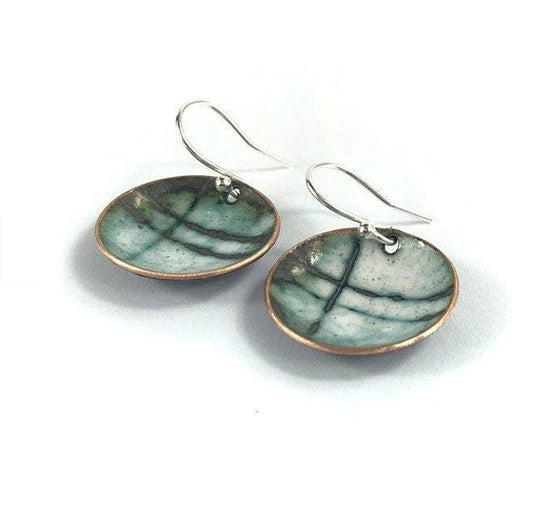 Sgraffito lines enamel earrings - Katie Johnston Jewellery