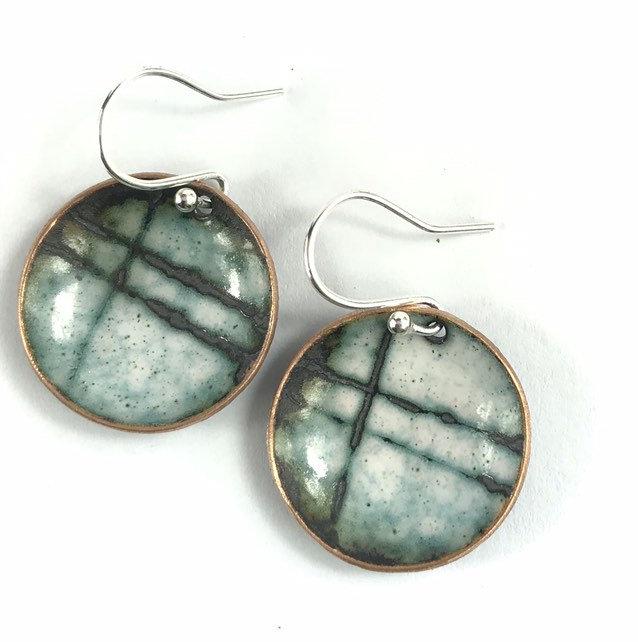 Sgraffito lines enamel earrings - Katie Johnston Jewellery