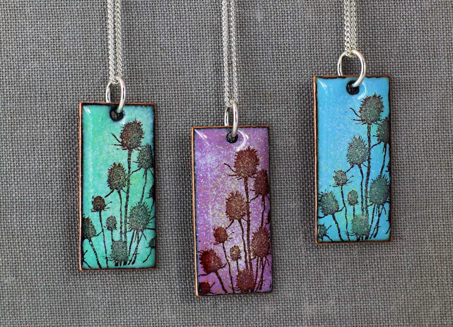Teasel enamel pendant - Katie Johnston Jewellery