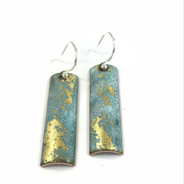 Turquoise and gold rectangular drop earrings - Katie-Johnston-Jewellery