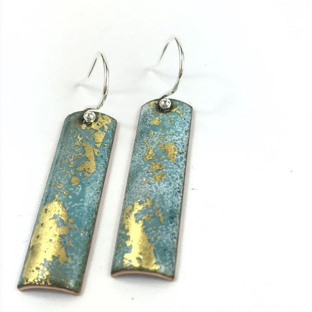 Turquoise and gold rectangular drop earrings - Katie Johnston Jewellery