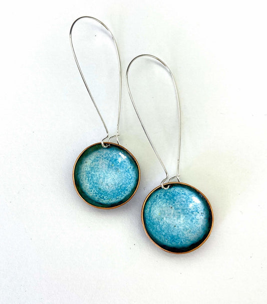 Turquoise enamel bowl drop long earrings - Katie Johnston Jewellery